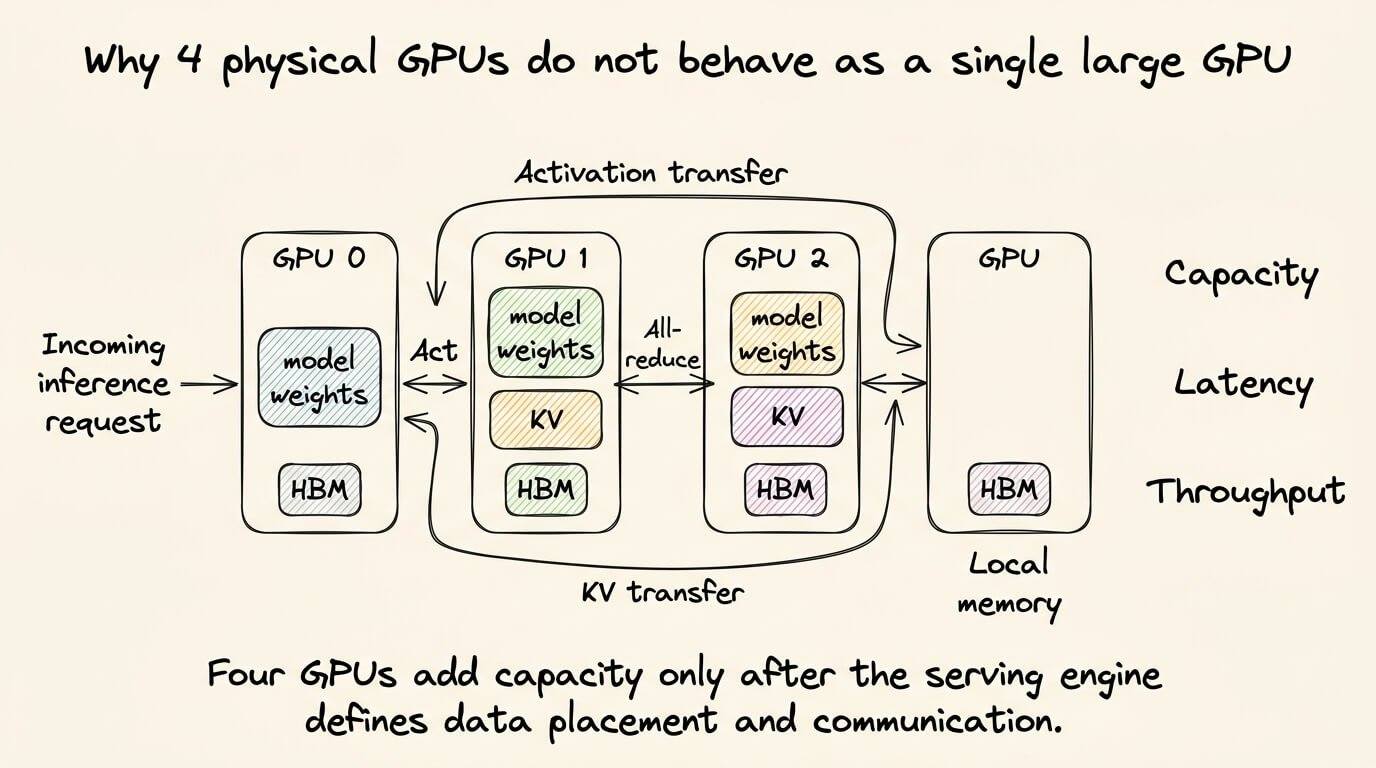 四块 GPU 是四个独立的内存空间